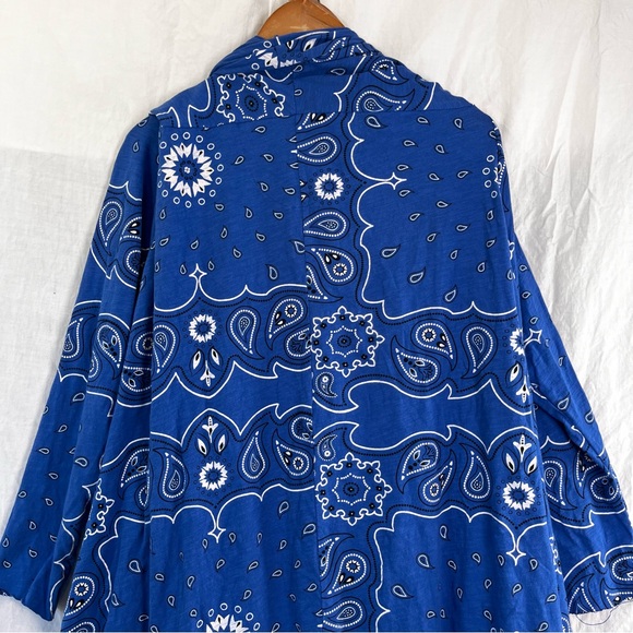 Panhandle Womens L XL Blue Bandana Open Front Waterfall Cardigan Cotton Stretch - Picture 11 of 16